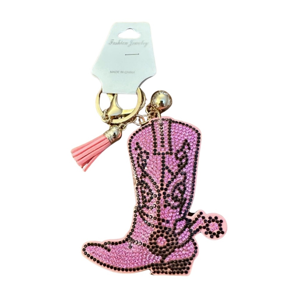 Fashion Jewelry Pink‎ Rhinestone Boot Key Holder